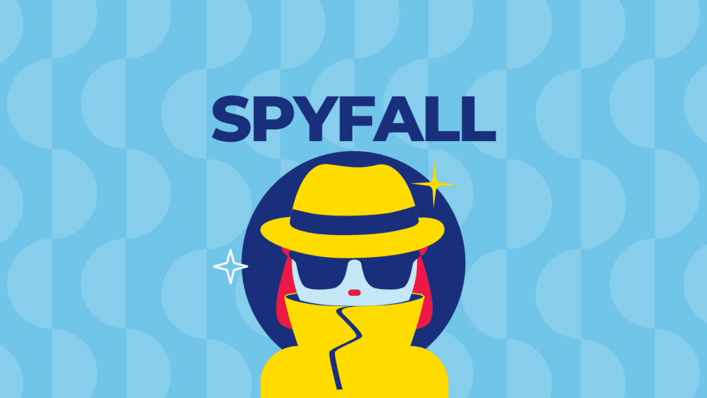 Light blue background with the words "Spyfall"