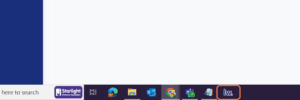 A desktop toolbar with apps on it like Chrome, Edge and Outlook. It also has a LW app icon.