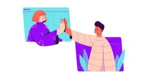 two people reaching out
