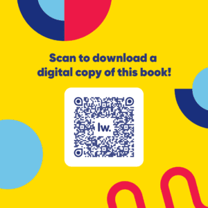 A yellow tile with the words - Scan to download a digital copy of this book!