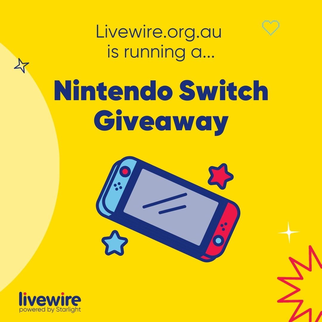 A bright yellow tile re-announcing the Nintendo Switch Giveaway. Everyday you log in before the 30th of November you go into the running to win a Nintendo Switch!